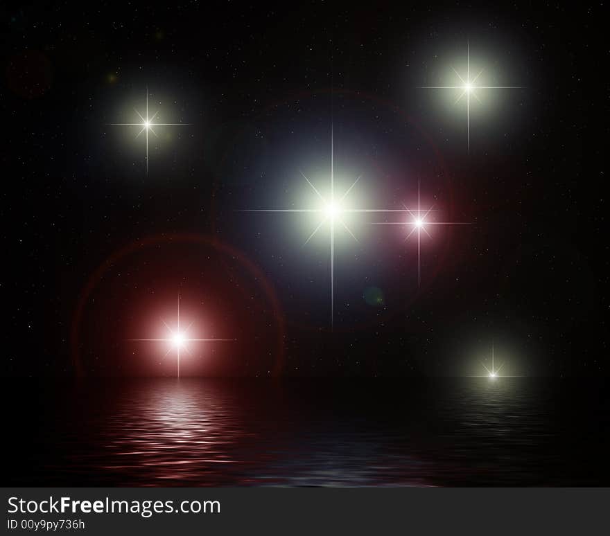 Reflection in water of the star sky. Reflection in water of the star sky