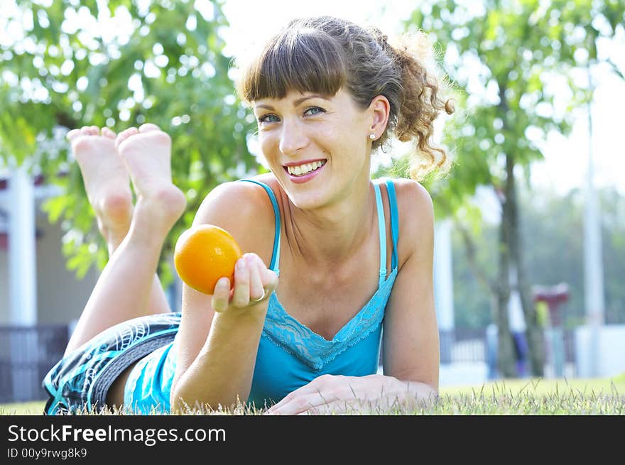 Portrait of young beautiful woman in summer environment. Portrait of young beautiful woman in summer environment