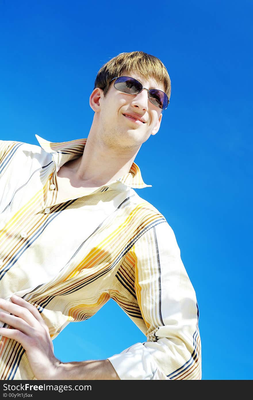 Portrait of young gorgeous male in outdoor environment. Portrait of young gorgeous male in outdoor environment