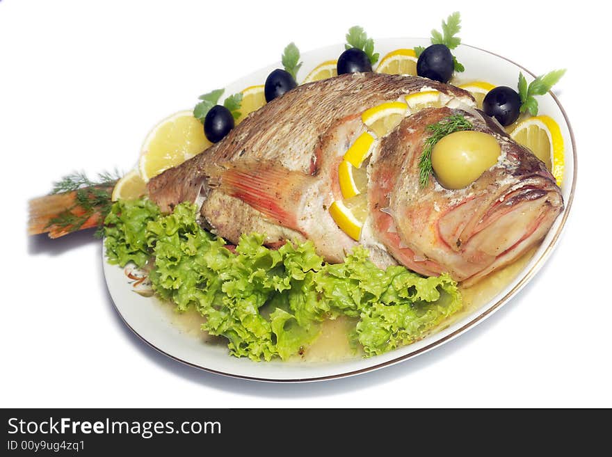 Baked fish isolated