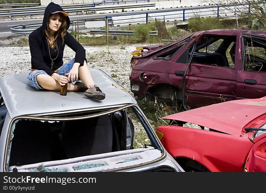 Young Woman In The Scrapyard