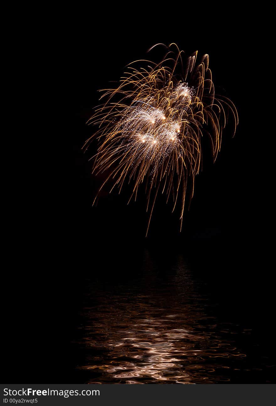 Fireworks Reflecting in Water