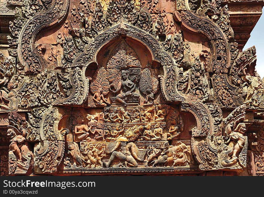 Cambodia Angkor Banteay Srey Carved Pediment