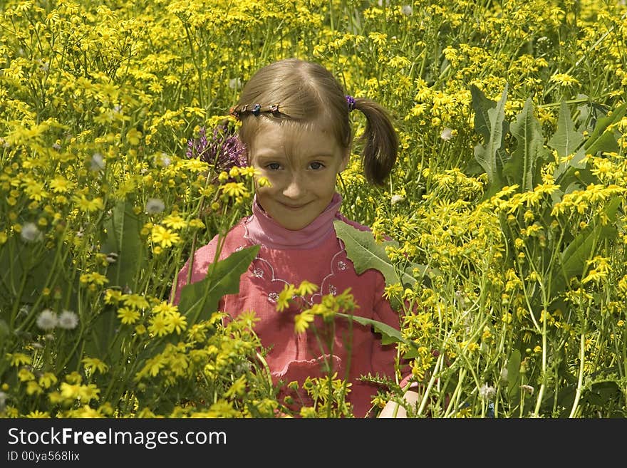 The girl on a yellow background