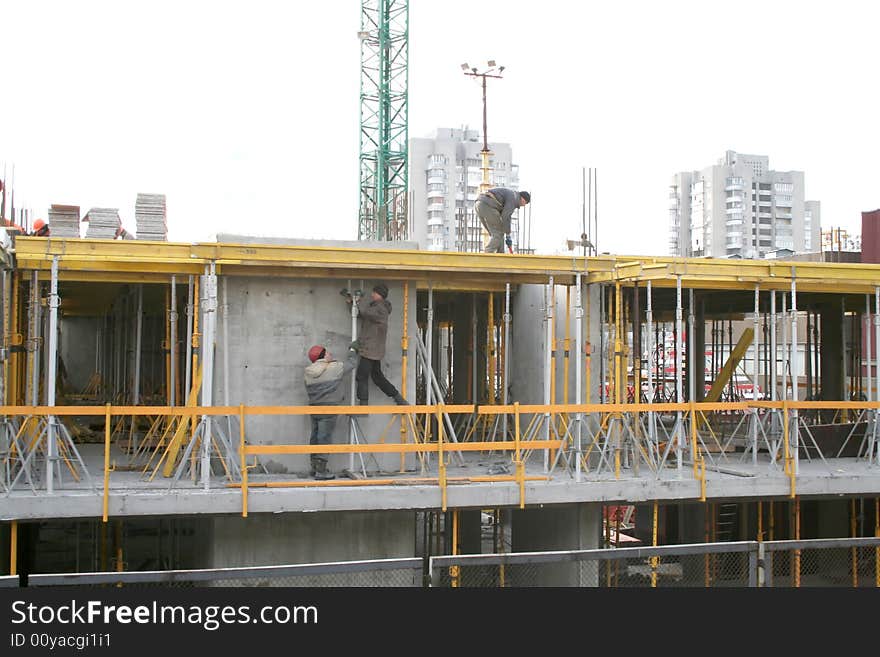 Preparation the struts construction in building. Preparation the struts construction in building