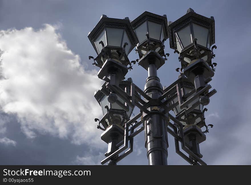 A Street lantern on a sky background.