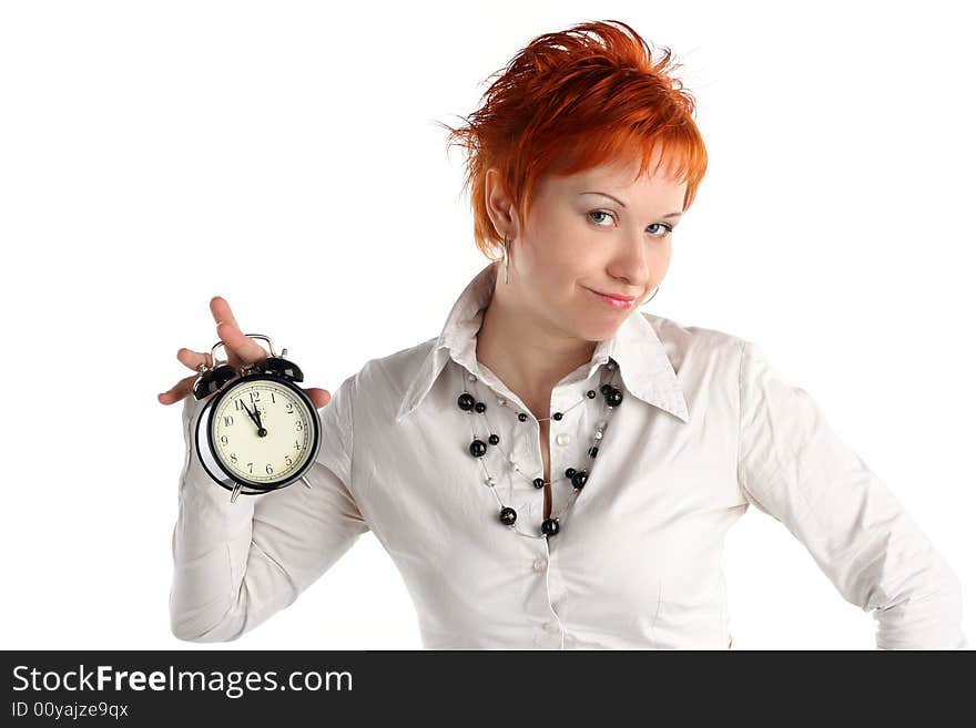 Business woman with clock.