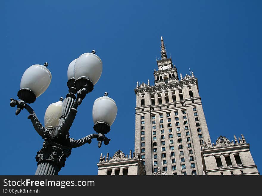 Postacrd with Warsaw, Palace of Culture. Postacrd with Warsaw, Palace of Culture