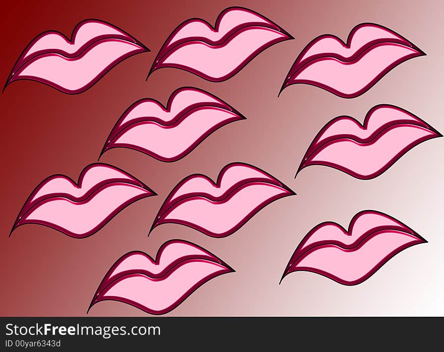 Pairs of Lips are Featured in an Abstract Illustration.