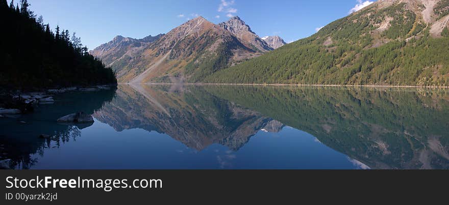 Morning on mountain lake