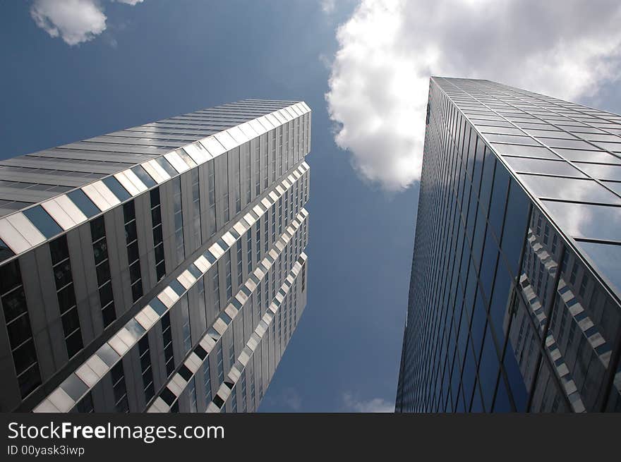 Close up view of a modern skyscraper. Close up view of a modern skyscraper