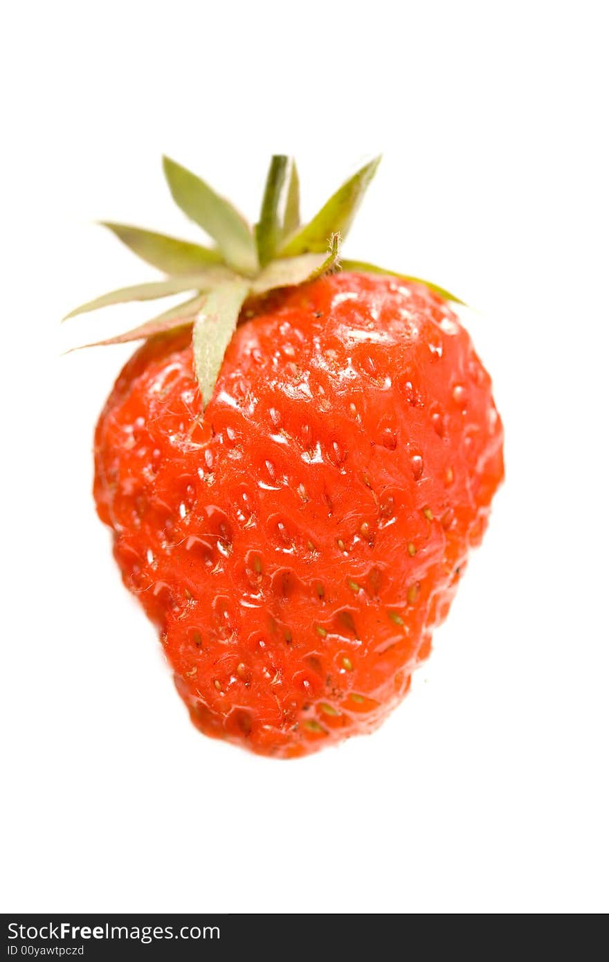 Strawberry is juicy against the white background