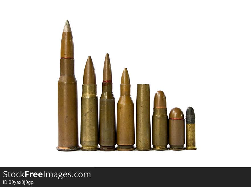 Ammunition of some russian weapon. 5.6 mm, 5.65mm and 7.62 mm.