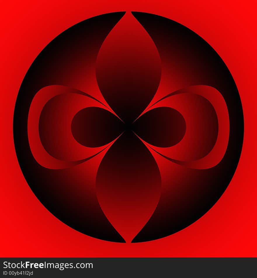 A red and black abstract fractal. A red and black abstract fractal.