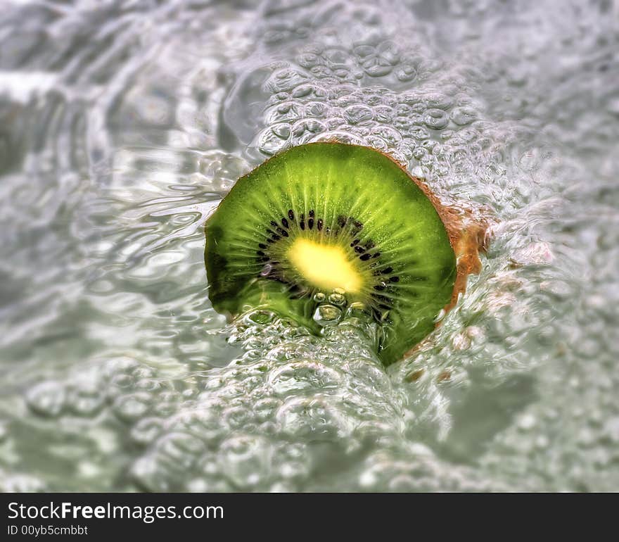 Kiwi in a raging stream of water. Kiwi in a raging stream of water