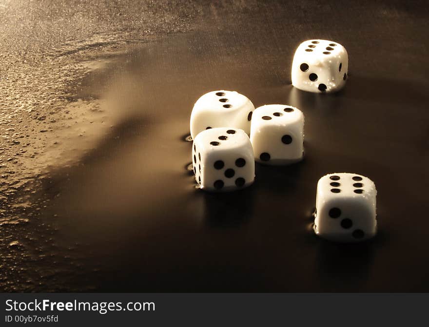 Dice on dark