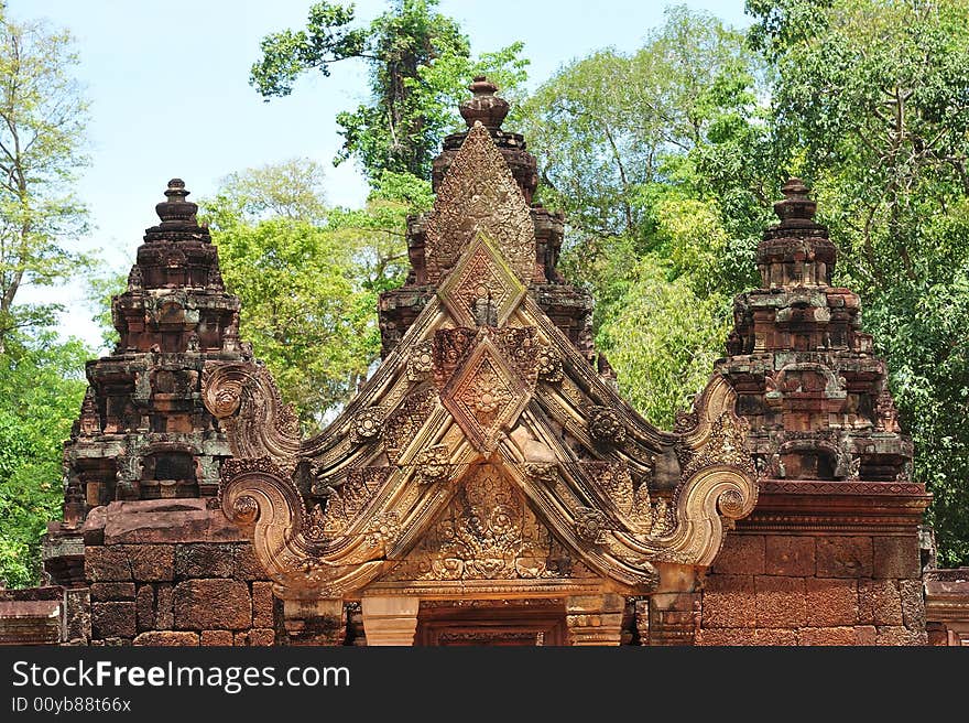 Cambodia Angkor Banteay Srey  carved gopura