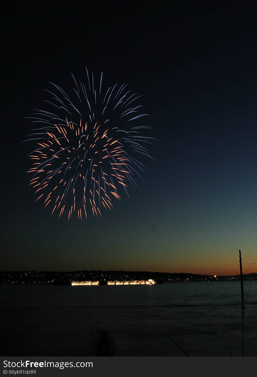 Beginning of the fireworks show in Vancouver. Beginning of the fireworks show in Vancouver