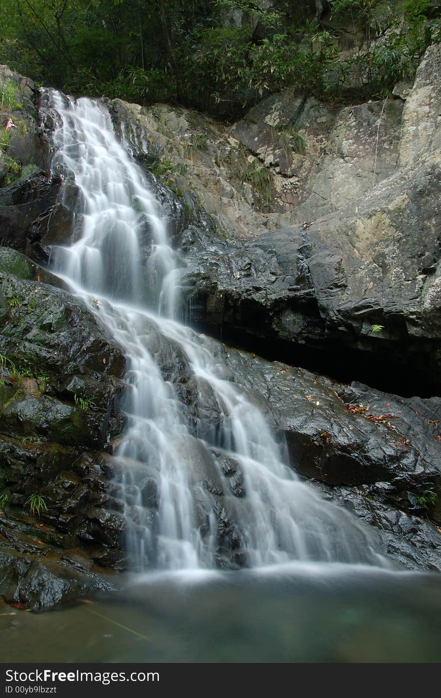 Waterfall at headwaters of lake tai