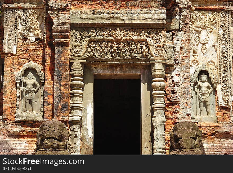 Cambodia Angkor Preah Ko temple carved entrance