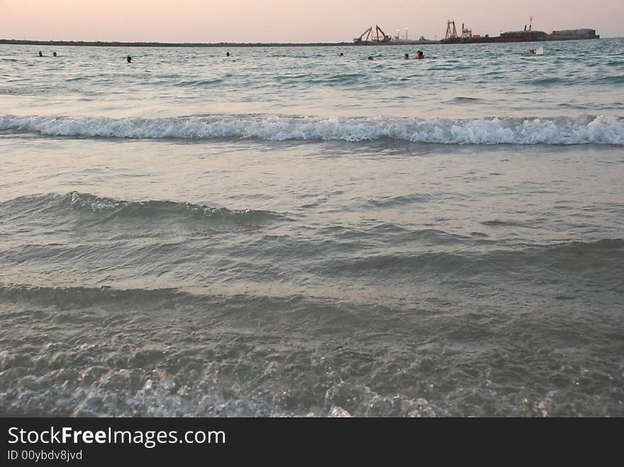 Sea waves on dubai beach