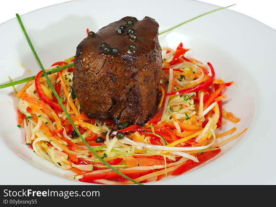 Roast Beef And Vegetables Isolated