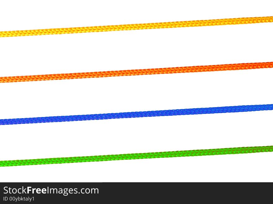 Colorful ropes on isolated background with clipping path