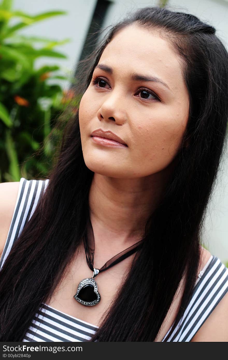 Attractive Thai woman in black and white. Attractive Thai woman in black and white.