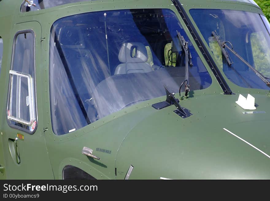 Rescue Helicopter at the ready in Ireland - close up shot of windscreen and interior