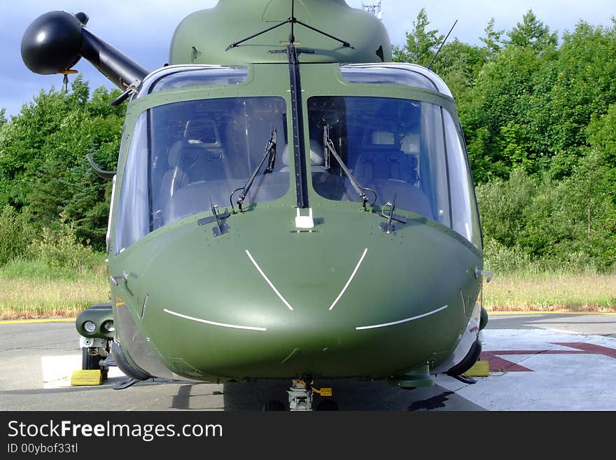 Rescue Helicopter at the ready in Ireland -close front view incl winch