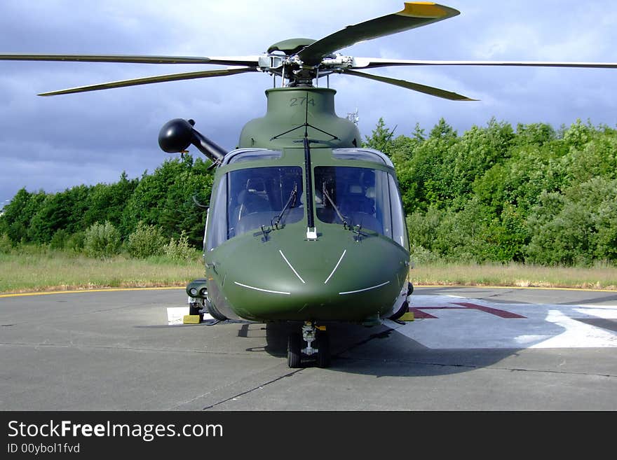 Rescue Helicopter at the ready in Ireland - close front view