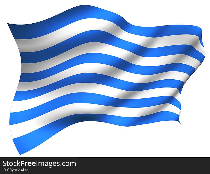 Flag with blue band on white background