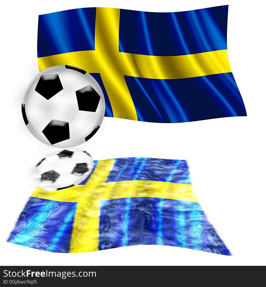 Illustration of a football ball with the sweden flag at the back. Illustration of a football ball with the sweden flag at the back