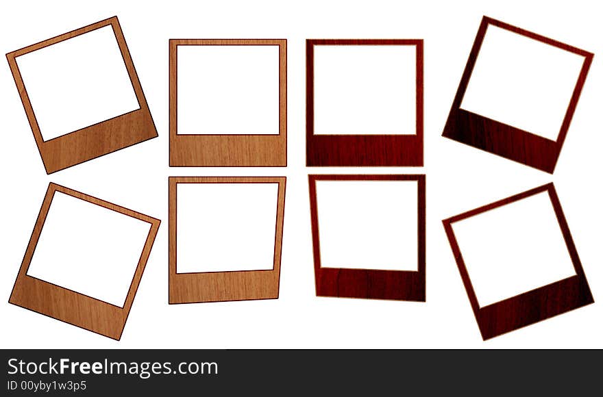 There some wood photoframes, in various positions. There some wood photoframes, in various positions.