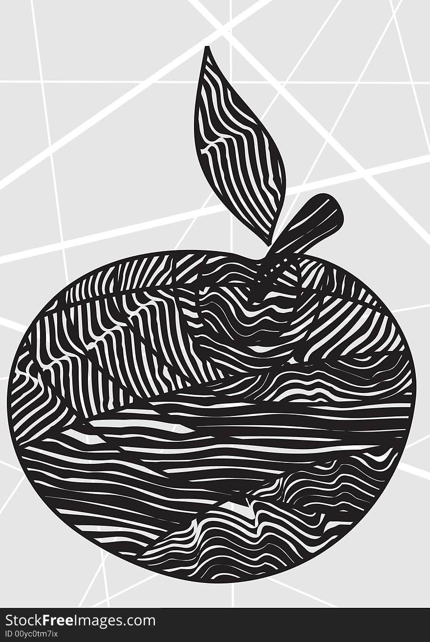 Stylized black apple.Vector Illustration