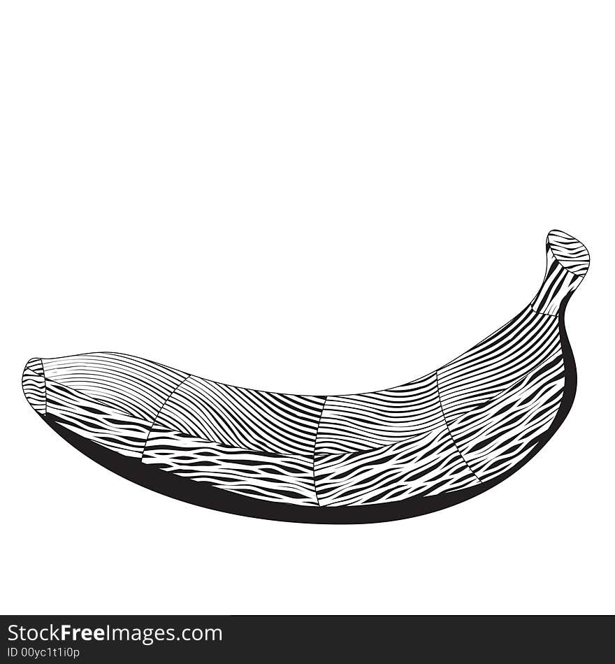 Stylized striped banana. Vestor Illustration