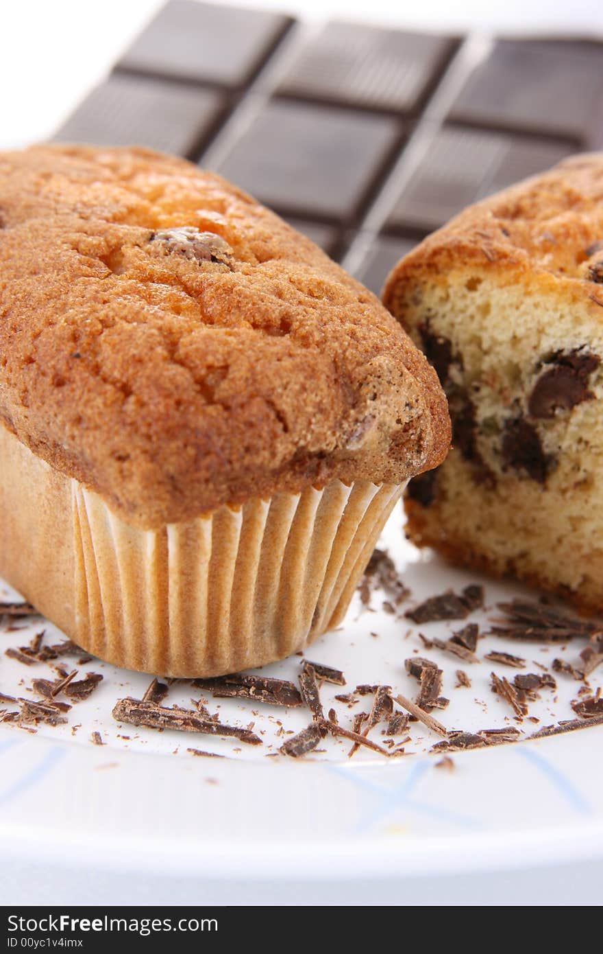 Sweet cake with chocolate in the mould