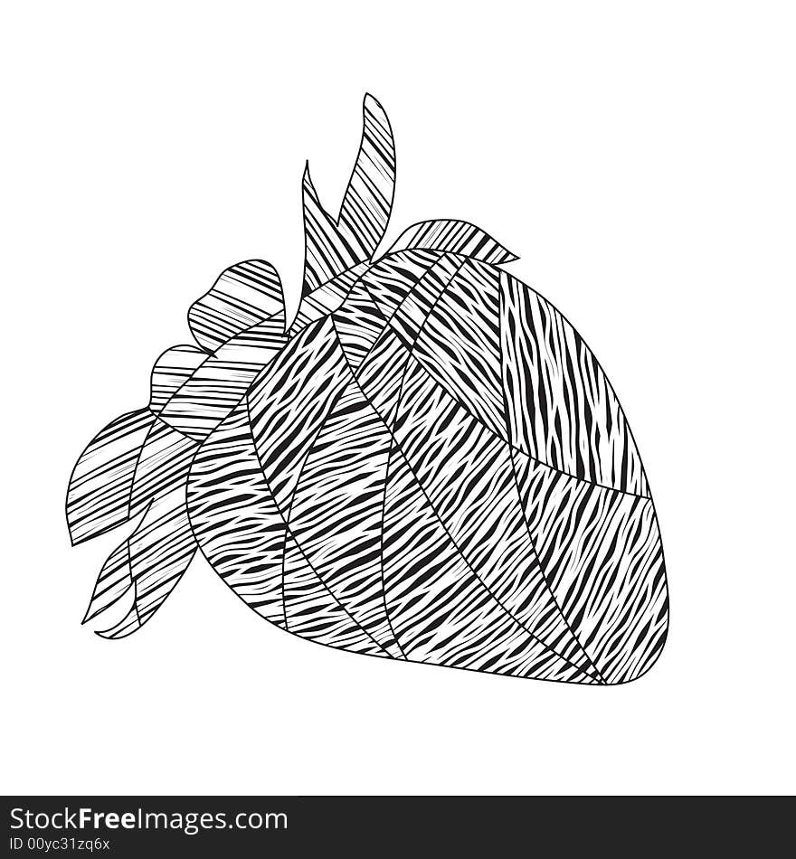 Stylized striped strawberry. Vector Illustration