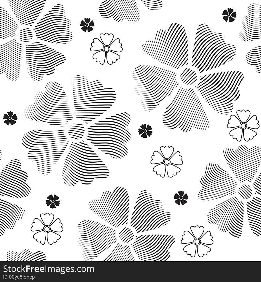 Seamless flowers pattern on white background