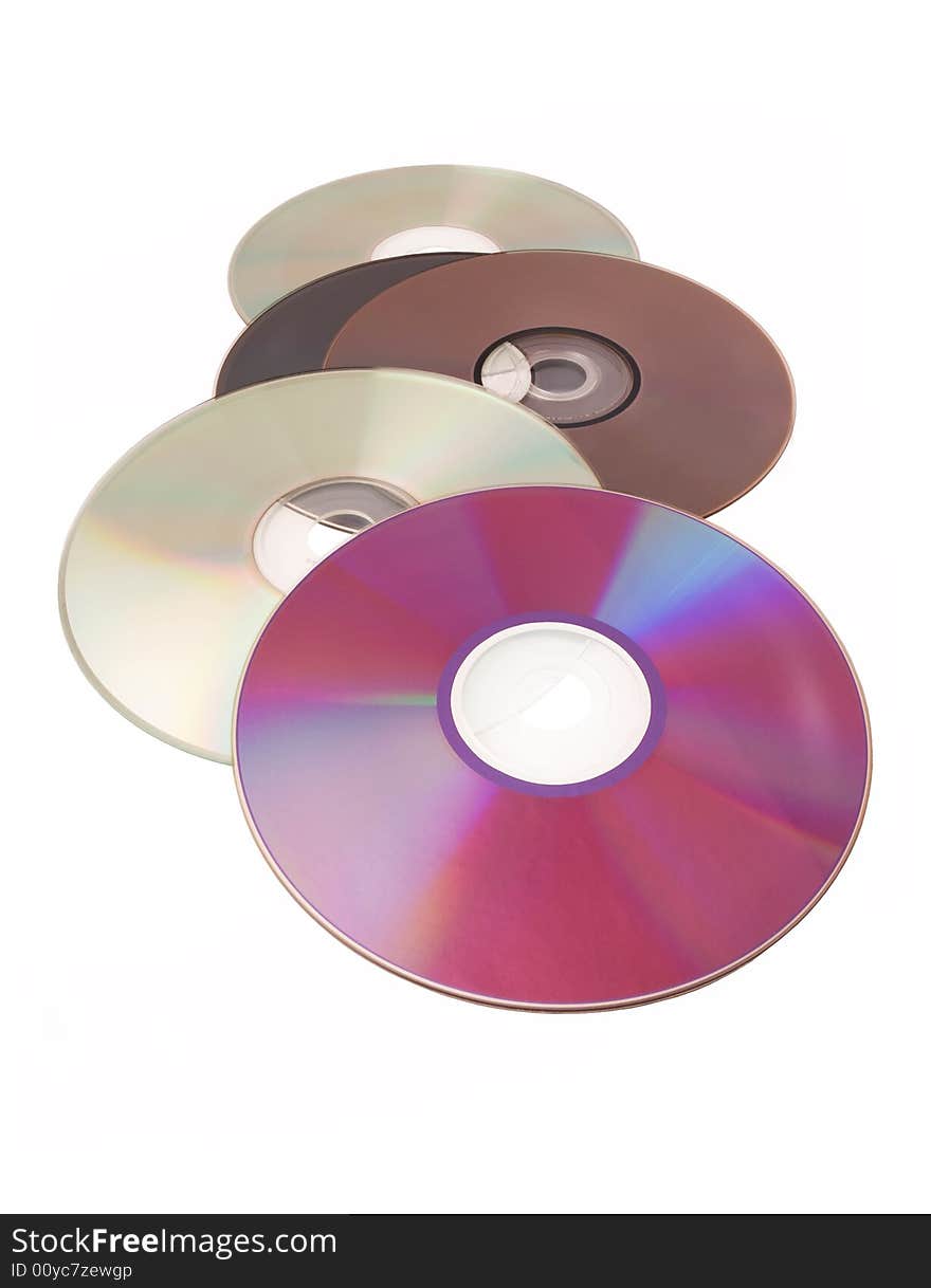 Computer disks digital white background dvd cd