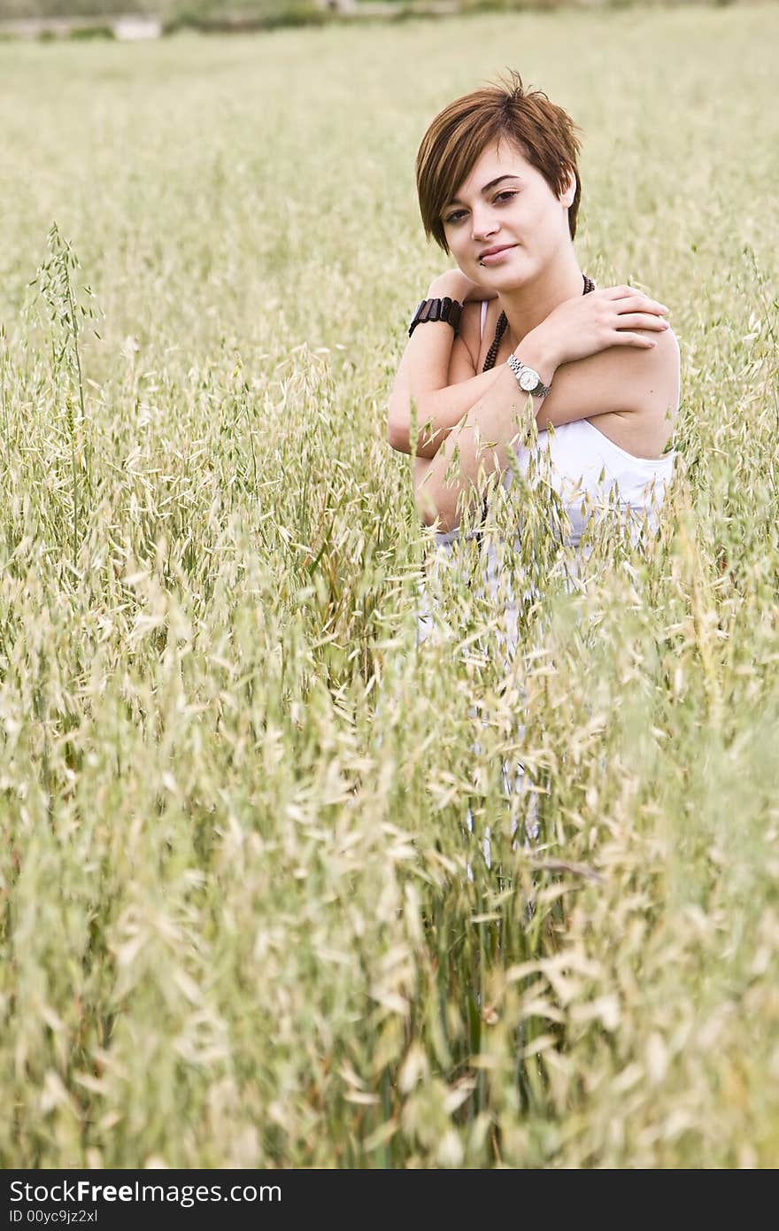 Loving model on field