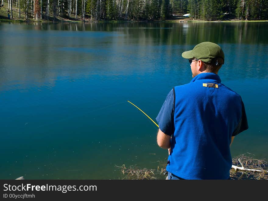 Peaceful still waters to fish on in the mountains. Peaceful still waters to fish on in the mountains