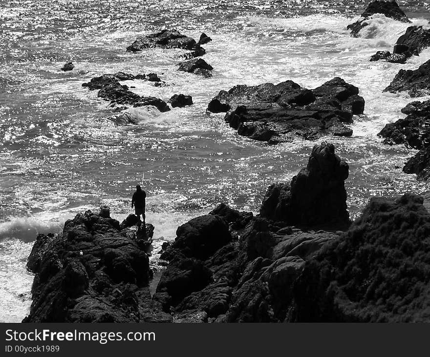 Fisherman in cape byron, Queensland australia