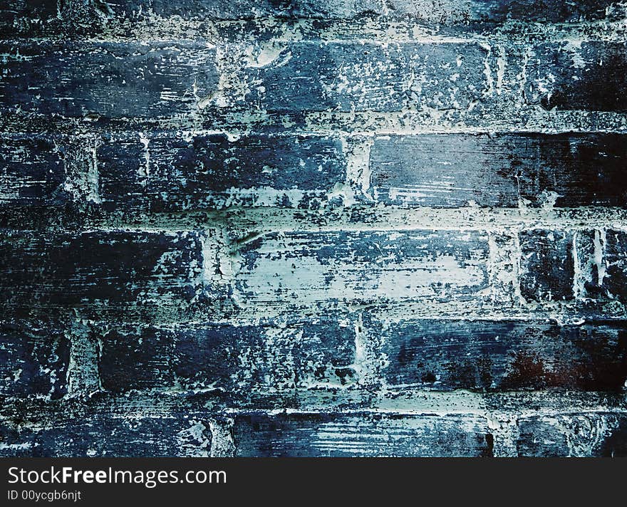 Dirty, old brick wall, in a cold blue color, full of character for your backgrounds. Dirty, old brick wall, in a cold blue color, full of character for your backgrounds