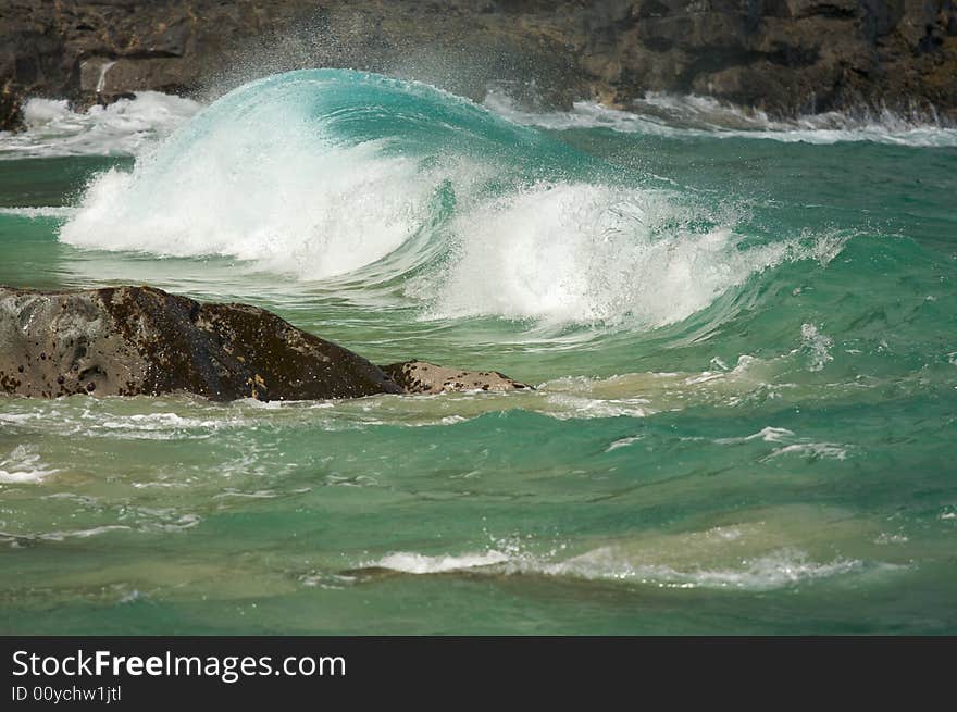 Crashing Waves on the Na Pali Shoreline