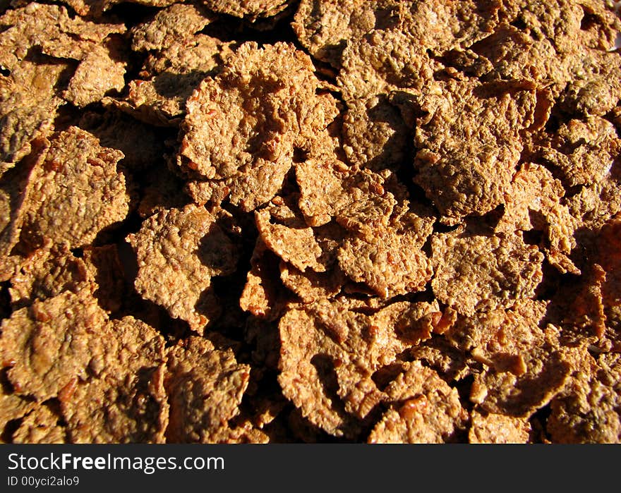 Close-up bran flakes texture