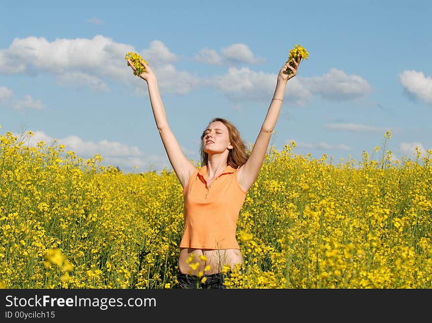 Portrait of the young beautiful girl on nature. Portrait of the young beautiful girl on nature