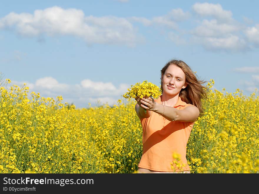 Portrait of the young beautiful girl on nature. Portrait of the young beautiful girl on nature