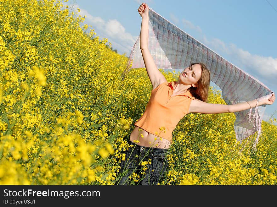 Portrait of the young beautiful girl on nature. Portrait of the young beautiful girl on nature