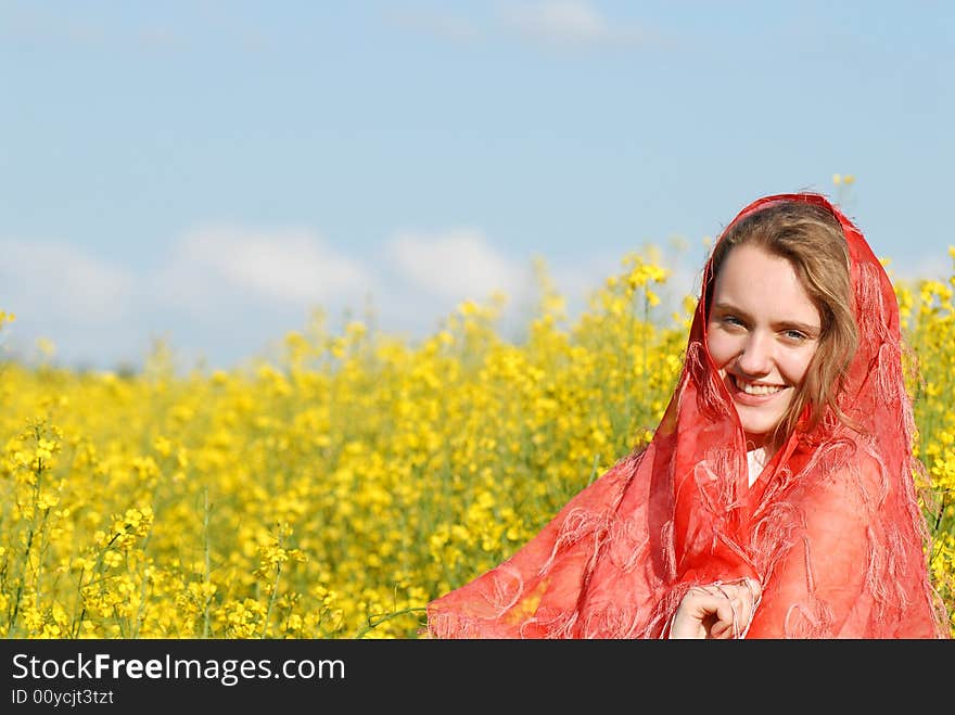 Portrait of the young beautiful girl on nature. Portrait of the young beautiful girl on nature